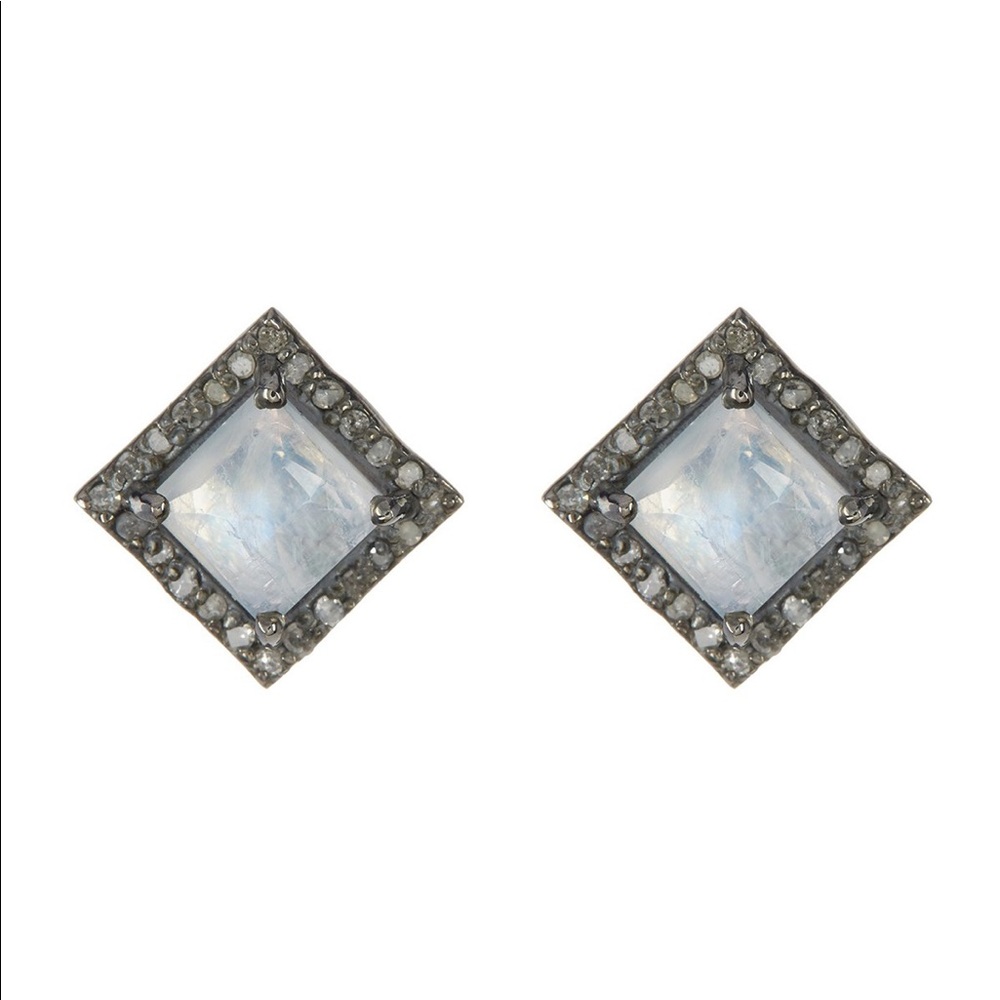 ADORNIA Moonstone & Champagne Diamond Earrings